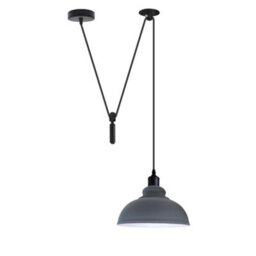 Modern Farmhouse Grey Pendant Light Curvy Shade Pulley System Lamp For Kitchen Island - thumbnail 1