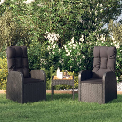 Berkfield Reclining Garden Chairs With Cushions 2 Pcs Black Poly Rattan - image 1