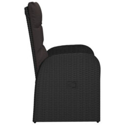 Berkfield Reclining Garden Chairs With Cushions 2 Pcs Black Poly Rattan - thumbnail 5