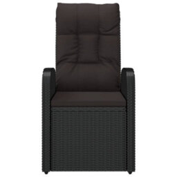 Berkfield Reclining Garden Chairs With Cushions 2 Pcs Black Poly Rattan - thumbnail 4