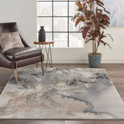 Grey Abstract Modern Luxurious Cotton Backing Rug For Living Room And Bedroom-239Cm X 320Cm - image 1