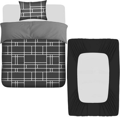 Pamposh 4 Pcs King Size Duvet Cover Sets With Matching Black King Size Fitted Sheets Premium Microfibre Reversible Bedding Set - image 1