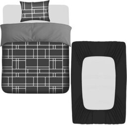 Pamposh 4 Pcs King Size Duvet Cover Sets With Matching Black King Size Fitted Sheets Premium Microfibre Reversible Bedding Set