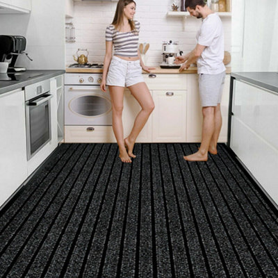 American Vintage Living Room Carpet Washable Pvc Floor Mat Non-Slip Kitchen Rug Black 45X75Cm - image 1