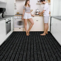 American Vintage Living Room Carpet Washable Pvc Floor Mat Non-Slip Kitchen Rug Black 45X75Cm - thumbnail 1