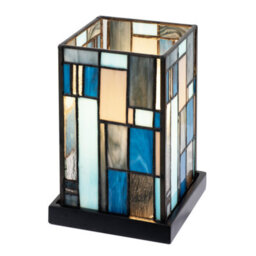 Happy Homewares Designer Art Denergy Savingtiffany Glass Table Lamp In Midnight And Sky Blue - thumbnail 8