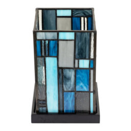 Happy Homewares Designer Art Denergy Savingtiffany Glass Table Lamp In Midnight And Sky Blue - thumbnail 5