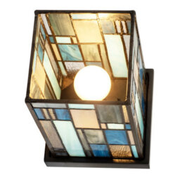 Happy Homewares Designer Art Denergy Savingtiffany Glass Table Lamp In Midnight And Sky Blue - thumbnail 4