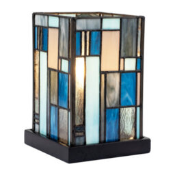 Happy Homewares Designer Art Denergy Savingtiffany Glass Table Lamp In Midnight And Sky Blue - thumbnail 2