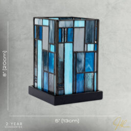 Happy Homewares Designer Art Denergy Savingtiffany Glass Table Lamp In Midnight And Sky Blue - thumbnail 7
