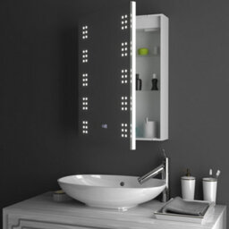 Living And Home Sensor Wall Bathroom Mirror Cabinet Led Lighting With Shaver Socket And Clock 500 X 700 mm - thumbnail 2