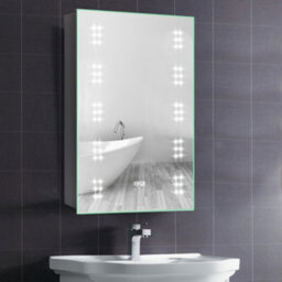 Living And Home Sensor Wall Bathroom Mirror Cabinet Led Lighting With Shaver Socket And Clock 500 X 700 mm - thumbnail 3