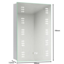 Living And Home Sensor Wall Bathroom Mirror Cabinet Led Lighting With Shaver Socket And Clock 500 X 700 mm - thumbnail 7
