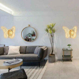 Butterfly Led Wall Light 25X19Cm Modern Acrylic Metal Tricolour Bedside Wall Light - thumbnail 7