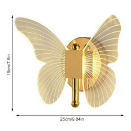 Butterfly Led Wall Light 25X19Cm Modern Acrylic Metal Tricolour Bedside Wall Light - thumbnail 2