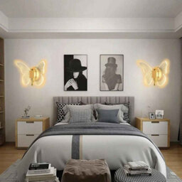 Butterfly Led Wall Light 25X19Cm Modern Acrylic Metal Tricolour Bedside Wall Light - thumbnail 5