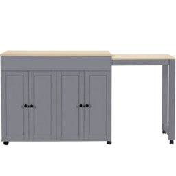 Matteo Modern Extendable Bar & Dining Table With Storage Shelves - White/grey Finish - Space-Saving Design (118-180Cm) - thumbnail 9