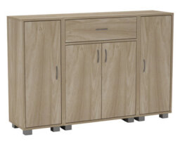 Urbn-Living Urbnliving 80Cm Height Oak Wooden Free Standing Side Corner Two Cabinet Cupboard Hallway Living Room Storage - thumbnail 3