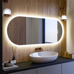 Luvodi Long Oval Bathroom Led Wall Mirror Makeup Mirrors, Backlit, Dimmable, 3 Lights, Anti-Fog 100X50Cm - thumbnail 1