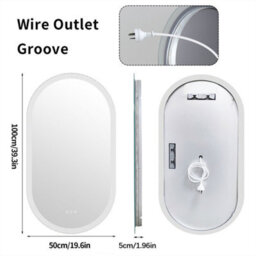 Luvodi Long Oval Bathroom Led Wall Mirror Makeup Mirrors, Backlit, Dimmable, 3 Lights, Anti-Fog 100X50Cm - thumbnail 2