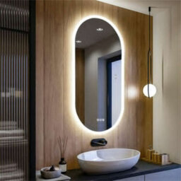 Luvodi Long Oval Bathroom Led Wall Mirror Makeup Mirrors, Backlit, Dimmable, 3 Lights, Anti-Fog 100X50Cm - thumbnail 8