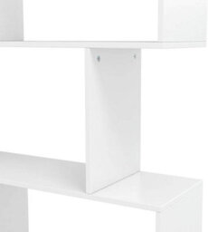 4 Tier S Shaped Bookshelf Wooden Geometric Freestanding Bookcase & Cube Display Shelf For Living Room,study & Office (White) - thumbnail 8