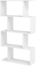 4 Tier S Shaped Bookshelf Wooden Geometric Freestanding Bookcase & Cube Display Shelf For Living Room,study & Office (White) - thumbnail 6