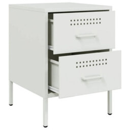 Berkfield Bedside Cabinet White 36X39X50.5 Cm Steel - thumbnail 9