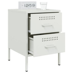 Berkfield Bedside Cabinet White 36X39X50.5 Cm Steel - thumbnail 5