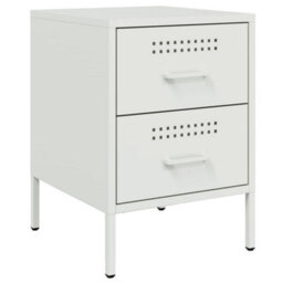 Berkfield Bedside Cabinet White 36X39X50.5 Cm Steel - thumbnail 2
