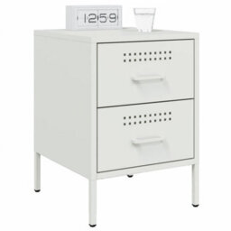 Berkfield Bedside Cabinet White 36X39X50.5 Cm Steel - thumbnail 4