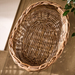 Dibor Traditional Style Wicker Boat Large Fireplace Log Storage Basket - thumbnail 3