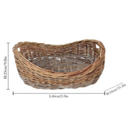 Dibor Traditional Style Wicker Boat Large Fireplace Log Storage Basket - thumbnail 2