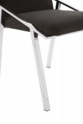 Orsina Black Dining Chair, Fabric Upholstered Armchair For Living Room, Loung Chair With Angled Arms And Steel Legs - thumbnail 7