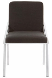 Orsina Black Dining Chair, Fabric Upholstered Armchair For Living Room, Loung Chair With Angled Arms And Steel Legs