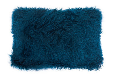 Orsina Bosie Mongolian Fur Teal Rectangular Cushion - image 1