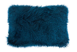 Orsina Bosie Mongolian Fur Teal Rectangular Cushion - thumbnail 1