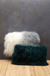 Orsina Bosie Mongolian Fur Teal Rectangular Cushion - thumbnail 3