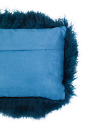 Orsina Bosie Mongolian Fur Teal Rectangular Cushion - thumbnail 4