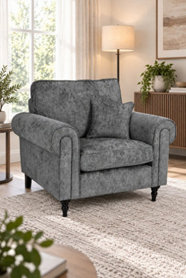 Loft Home Harlow Silver Grey Fabric Armchair - image 1