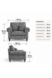 Loft Home Harlow Silver Grey Fabric Armchair - thumbnail 3