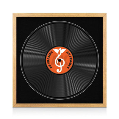 "16X16"" Oak Sleek Vinyl Record Frame With Black Mount For 12 Inch Lp Disc - Ak Frames" - image 1