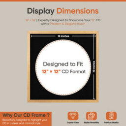 "16X16"" Oak Sleek Vinyl Record Frame With Black Mount For 12 Inch Lp Disc - Ak Frames" - thumbnail 2