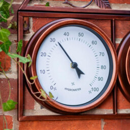 Garden Gear Wall Clock And Weather Station Copper Colour 3-In-1 Outdoor Clock Thermometer Hygrometer Floral Bird Design - thumbnail 2