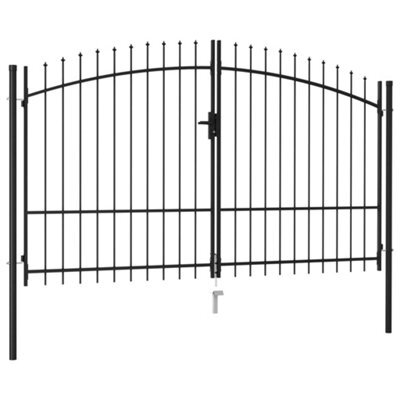 Berkfield Fence Gate Double Door With Spike Top Steel 3X1.75 M Black - image 1