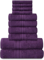 Gaveno Cavailia 10 Piece Toronto Towel Bale Set Purple Premier Super Soft And Quick Obsorbent Bath Towel