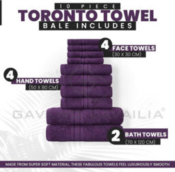 Gaveno Cavailia 10 Piece Toronto Towel Bale Set Purple Premier Super Soft And Quick Obsorbent Bath Towel - thumbnail 2
