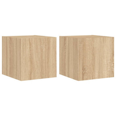 Berkfield Durable Tv Wall Cabinets With Led Lights 2 Pcs Sonoma Oak 30.5X35X30 Cm - image 1