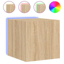 Berkfield Durable Tv Wall Cabinets With Led Lights 2 Pcs Sonoma Oak 30.5X35X30 Cm - thumbnail 7