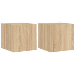 Berkfield Durable Tv Wall Cabinets With Led Lights 2 Pcs Sonoma Oak 30.5X35X30 Cm - thumbnail 1